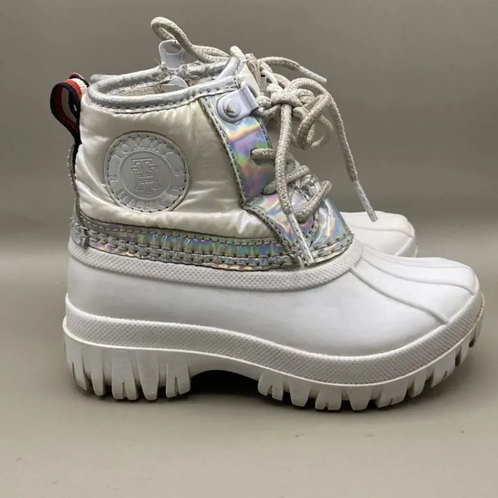 Tommy Hilfiger Girls White Danni Duck Rain/Snow Boot Shoes Sz 8